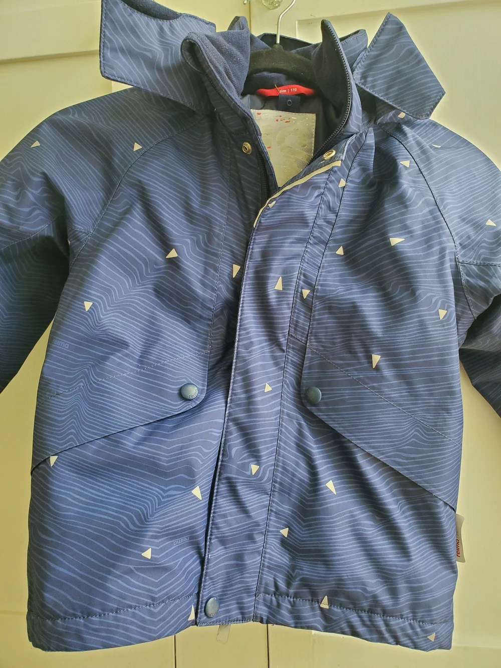 Kids Navy Blue Patterned Winter Jacket